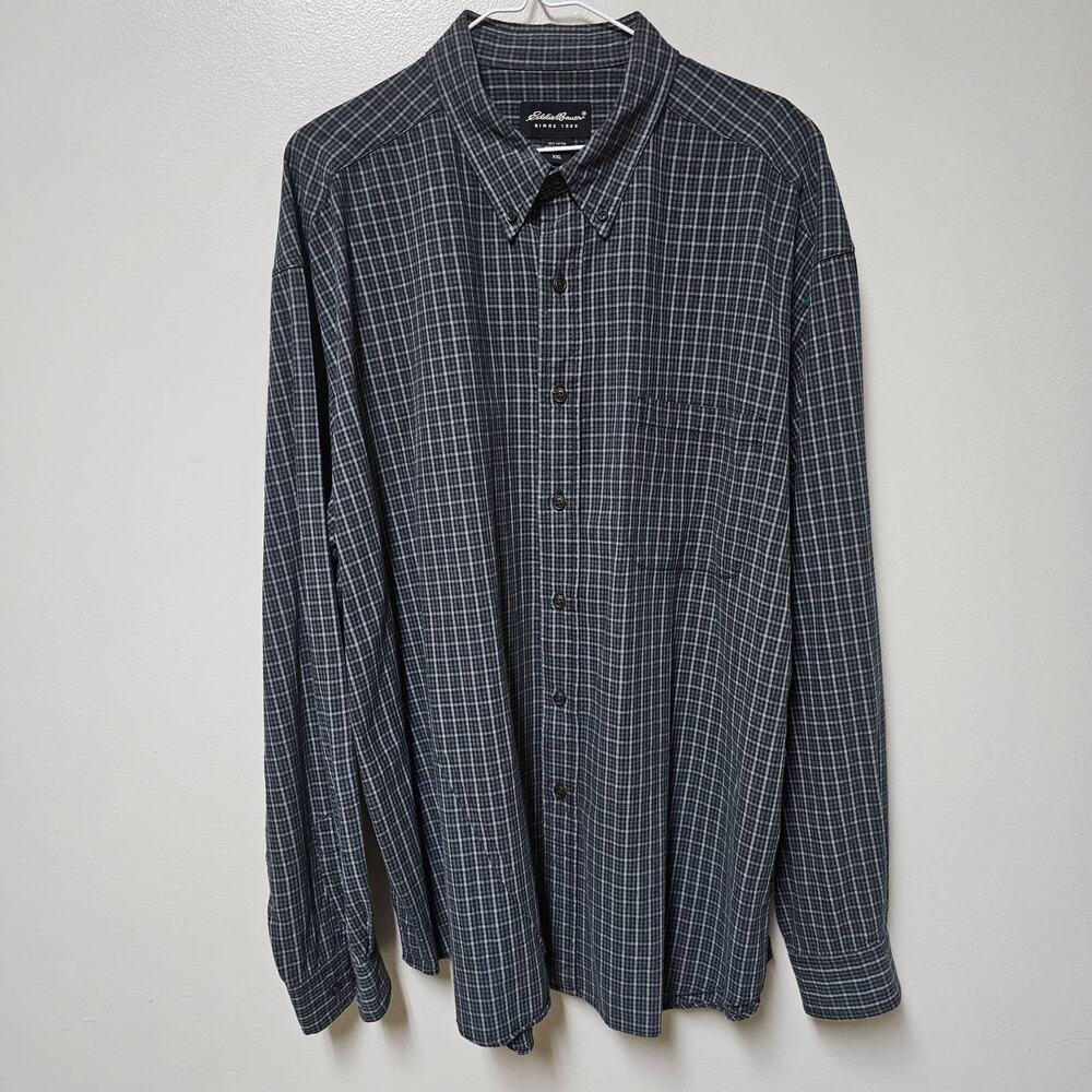 Men's Eddie Bauer Plaid Casual Button Collar Shirt 100% Cotton XXL